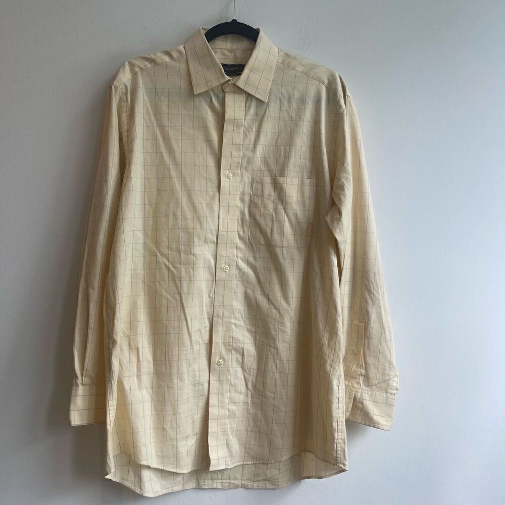 Club Room Muted Window Pane Butter Yellow Button Up - XL
